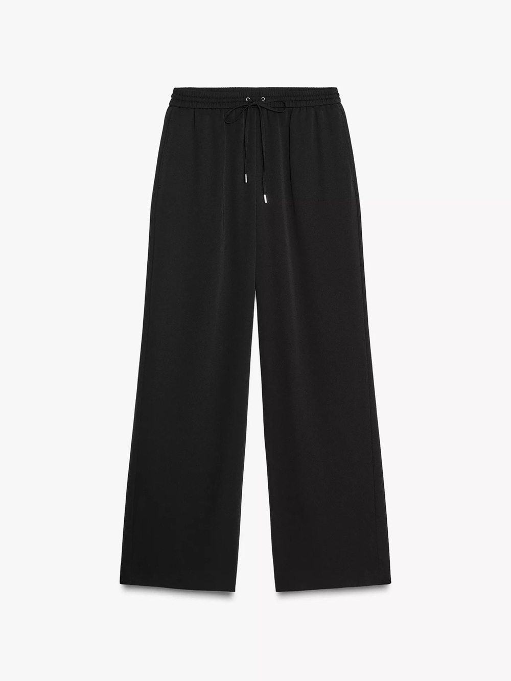 NWOT Zara Wide Leg Drawstring Pants in Black Flowy Pants XS